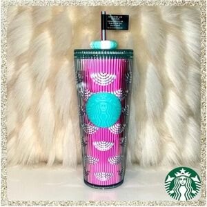 ☀️ 2025 Starbucks Summer Siren Scale Venti Cold Cup Tumbler w/ Lid Topper NWT